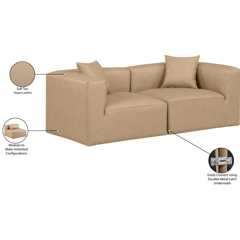 Meridian Cube Tan Vegan Leather Modular Sofa IMAGE 9