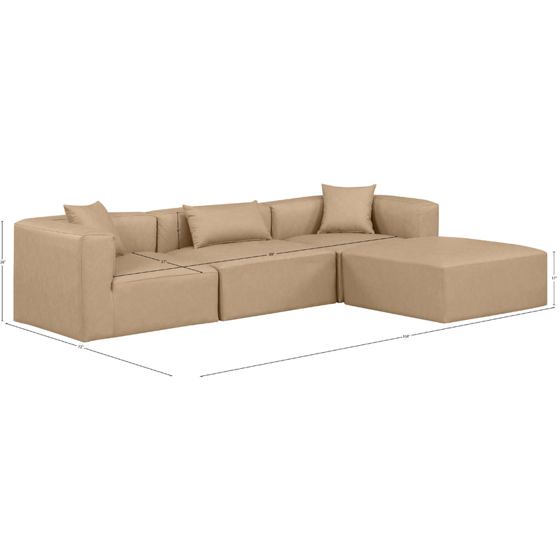 Meridian Cube Tan Vegan Leather Modular Sectional IMAGE 10