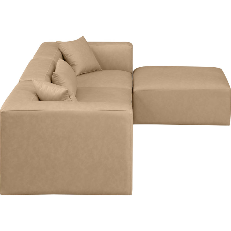 Meridian Cube Tan Vegan Leather Modular Sectional IMAGE 5