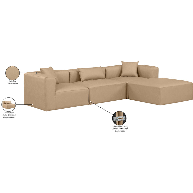 Meridian Cube Tan Vegan Leather Modular Sectional IMAGE 9