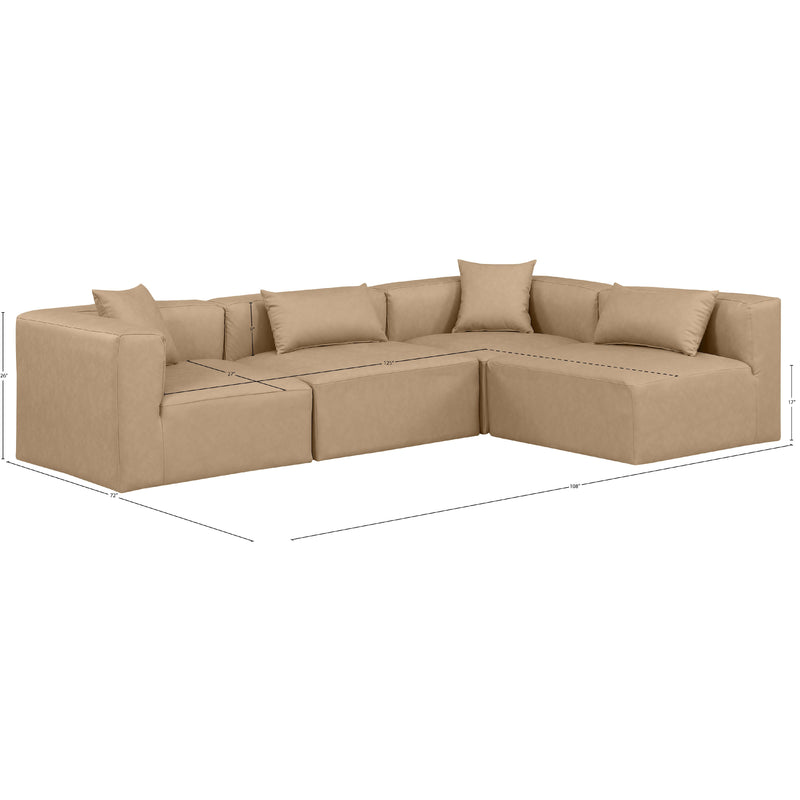 Meridian Cube Tan Vegan Leather Modular Sectional IMAGE 11