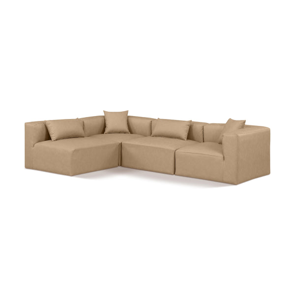 Meridian Cube Tan Vegan Leather Modular Sectional IMAGE 1