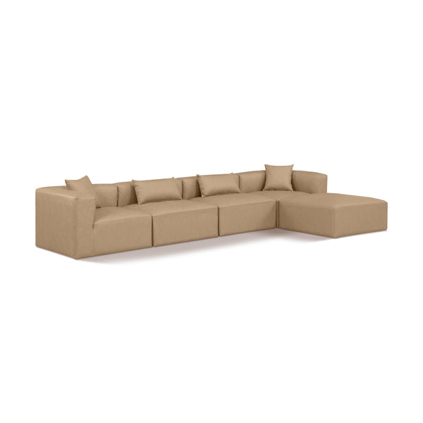 Meridian Cube Tan Vegan Leather Modular Sectional IMAGE 1