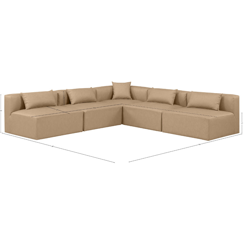 Meridian Cube Tan Vegan Leather Modular Sectional IMAGE 10