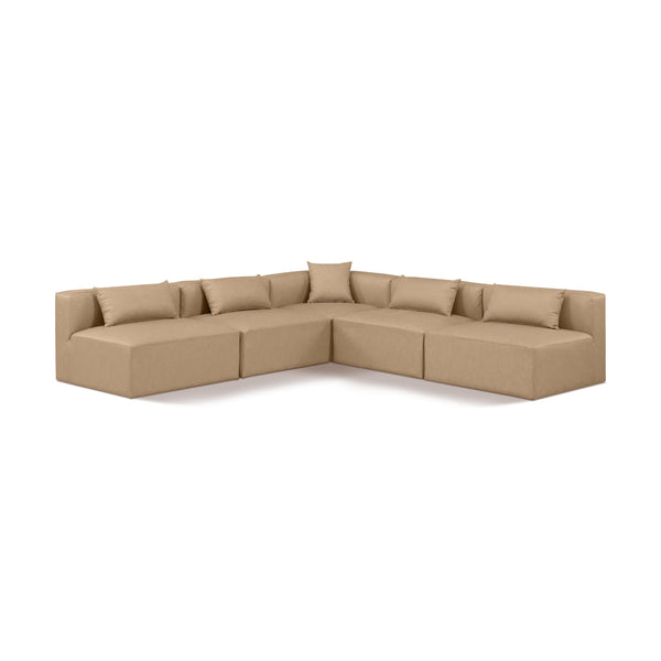 Meridian Cube Tan Vegan Leather Modular Sectional IMAGE 1