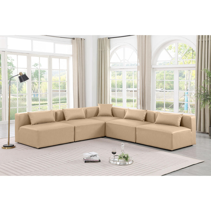 Meridian Cube Tan Vegan Leather Modular Sectional IMAGE 2