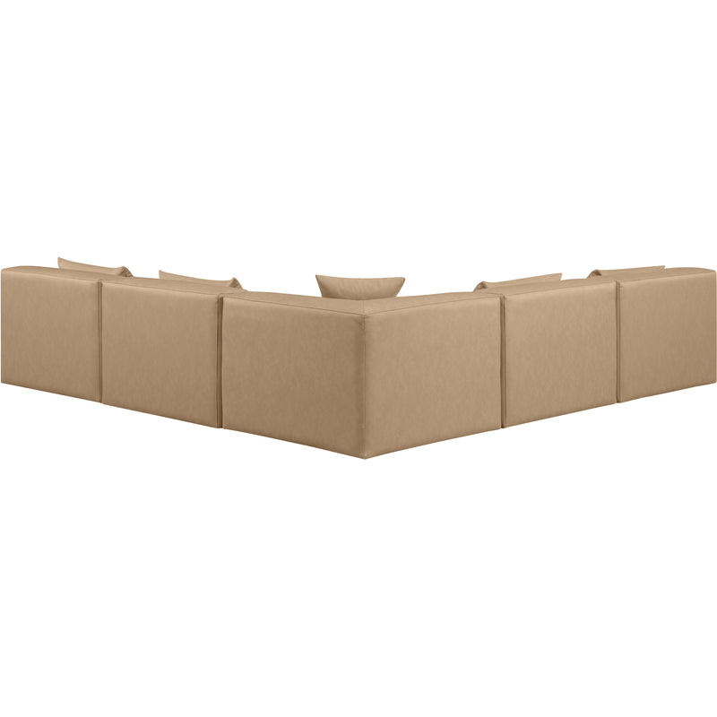 Meridian Cube Tan Vegan Leather Modular Sectional IMAGE 3