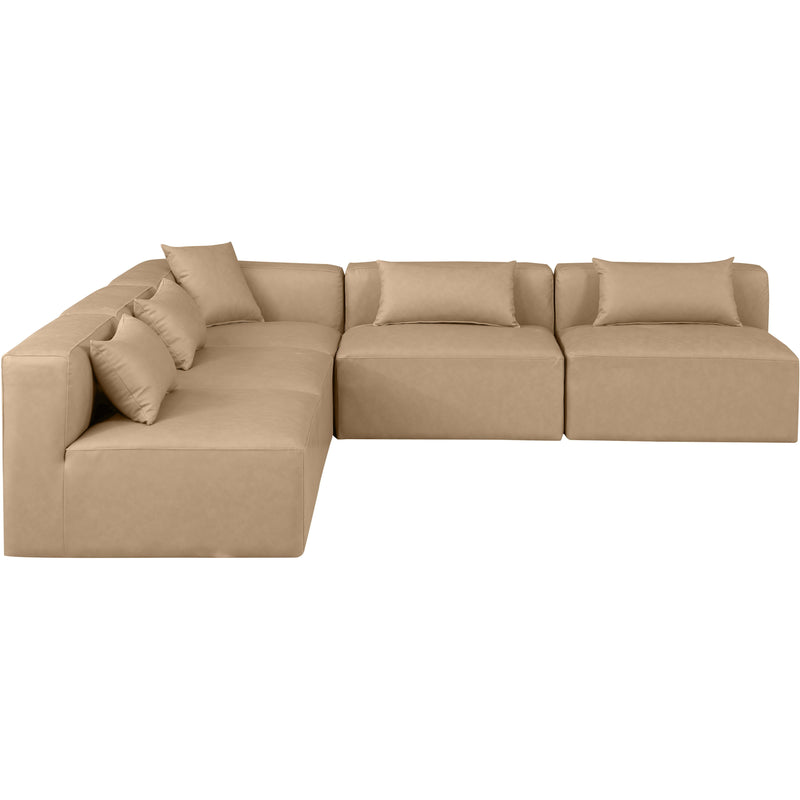 Meridian Cube Tan Vegan Leather Modular Sectional IMAGE 4