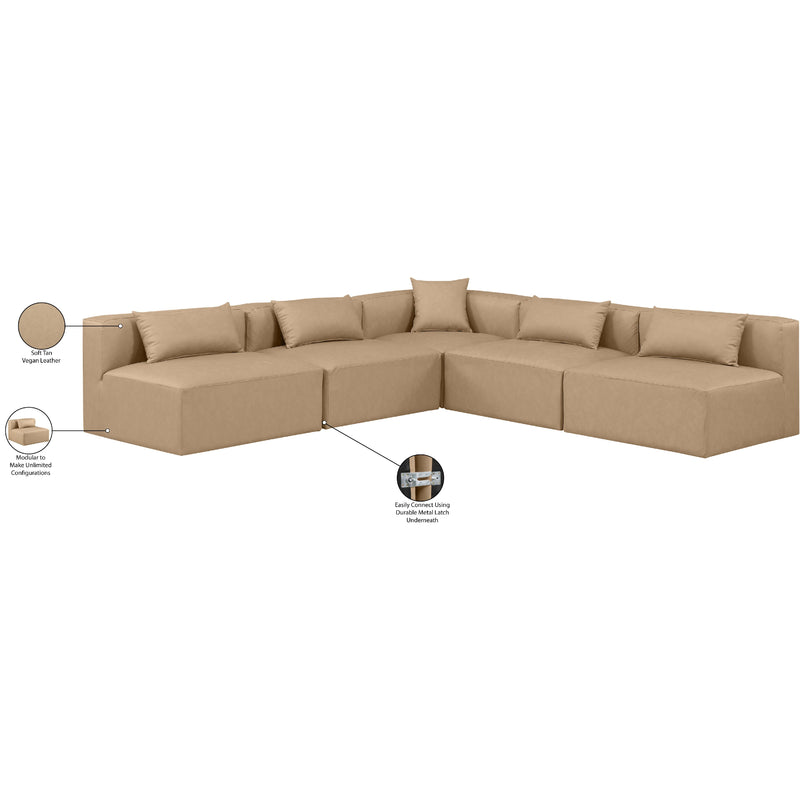Meridian Cube Tan Vegan Leather Modular Sectional IMAGE 9