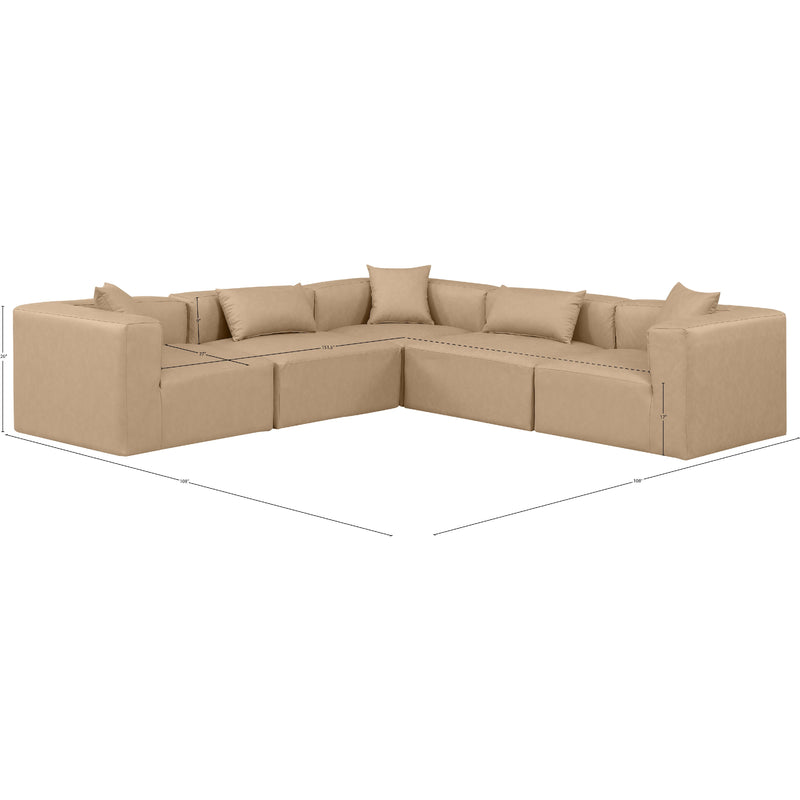 Meridian Cube Tan Vegan Leather Modular Sectional IMAGE 11