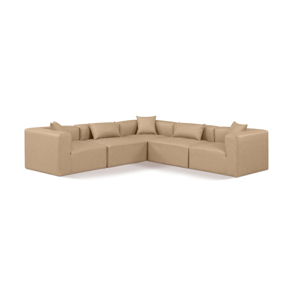 Meridian Cube Tan Vegan Leather Modular Sectional IMAGE 1