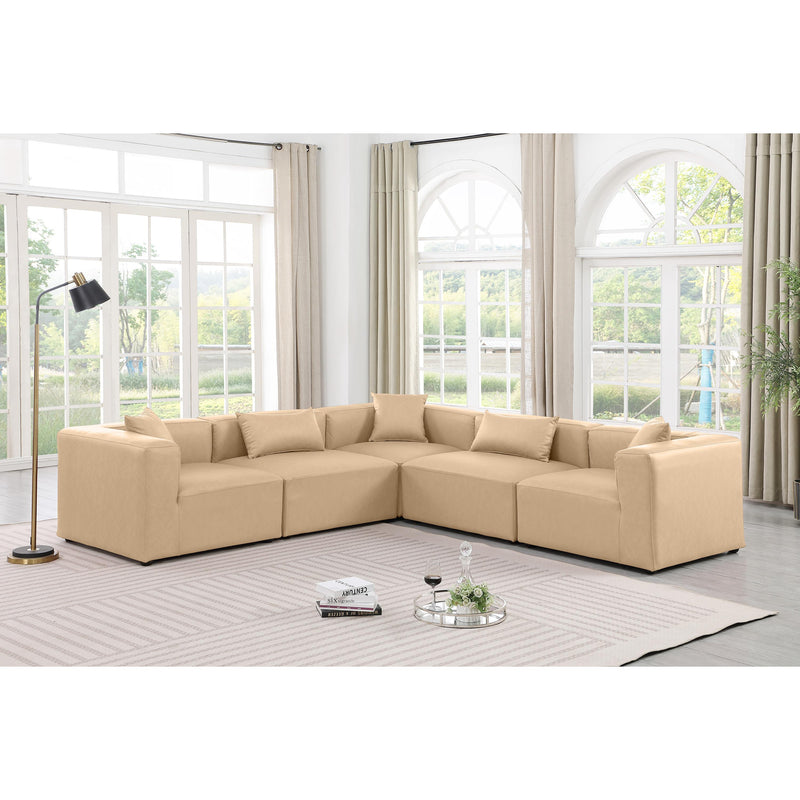 Meridian Cube Tan Vegan Leather Modular Sectional IMAGE 2