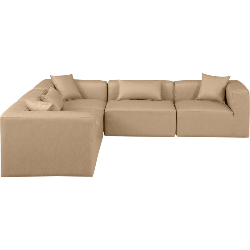Meridian Cube Tan Vegan Leather Modular Sectional IMAGE 4