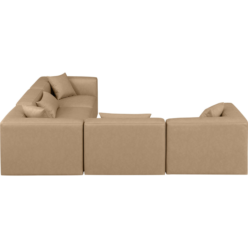 Meridian Cube Tan Vegan Leather Modular Sectional IMAGE 5