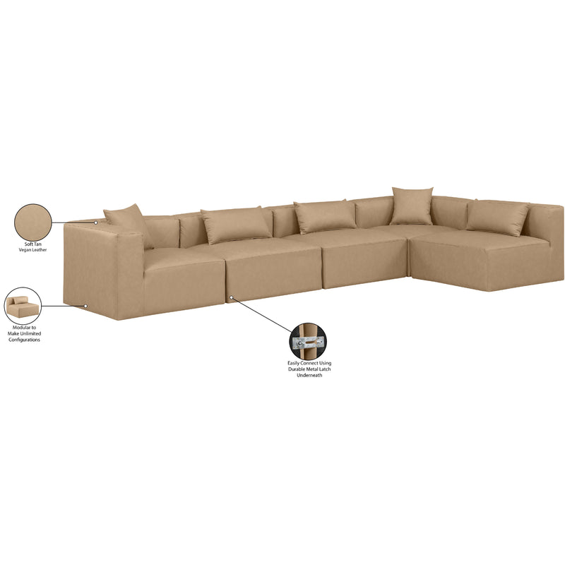Meridian Cube Tan Vegan Leather Modular Sectional IMAGE 10