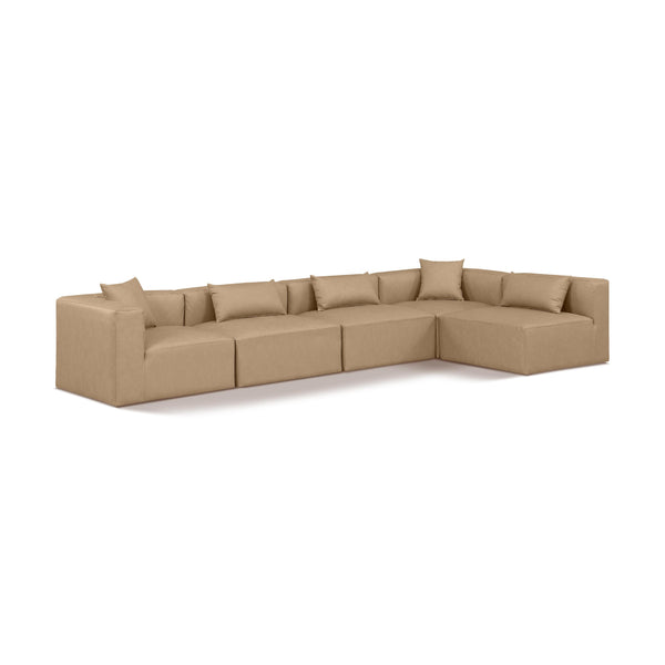 Meridian Cube Tan Vegan Leather Modular Sectional IMAGE 1