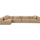 Meridian Cube Tan Vegan Leather Modular Sectional IMAGE 4