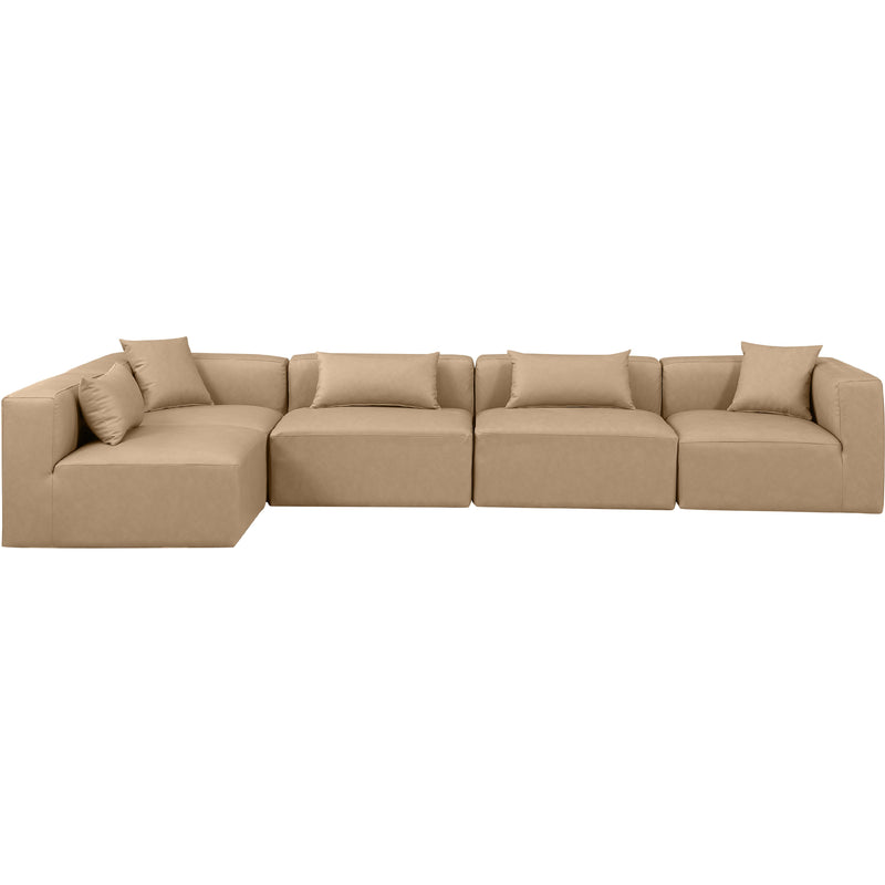 Meridian Cube Tan Vegan Leather Modular Sectional IMAGE 4