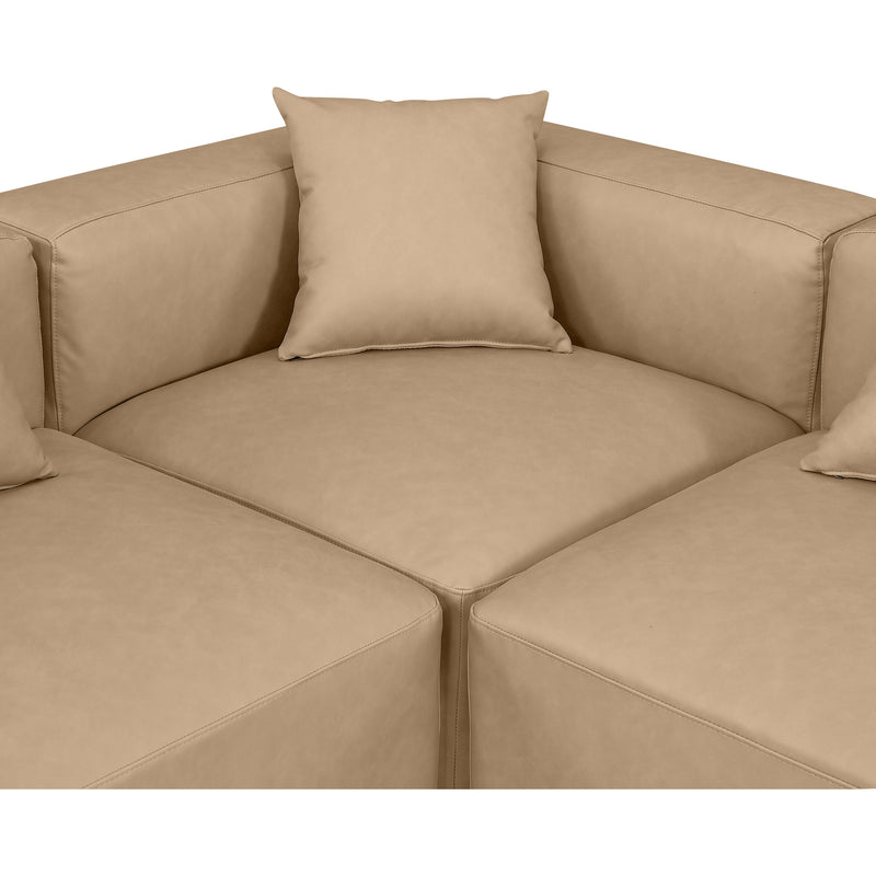Meridian Cube Tan Vegan Leather Modular Sectional IMAGE 7