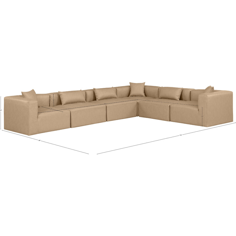 Meridian Cube Tan Vegan Leather Modular Sectional IMAGE 11