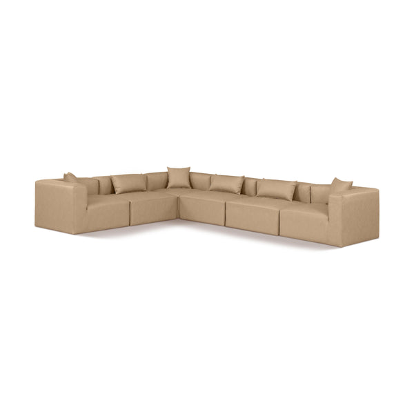 Meridian Cube Tan Vegan Leather Modular Sectional IMAGE 1