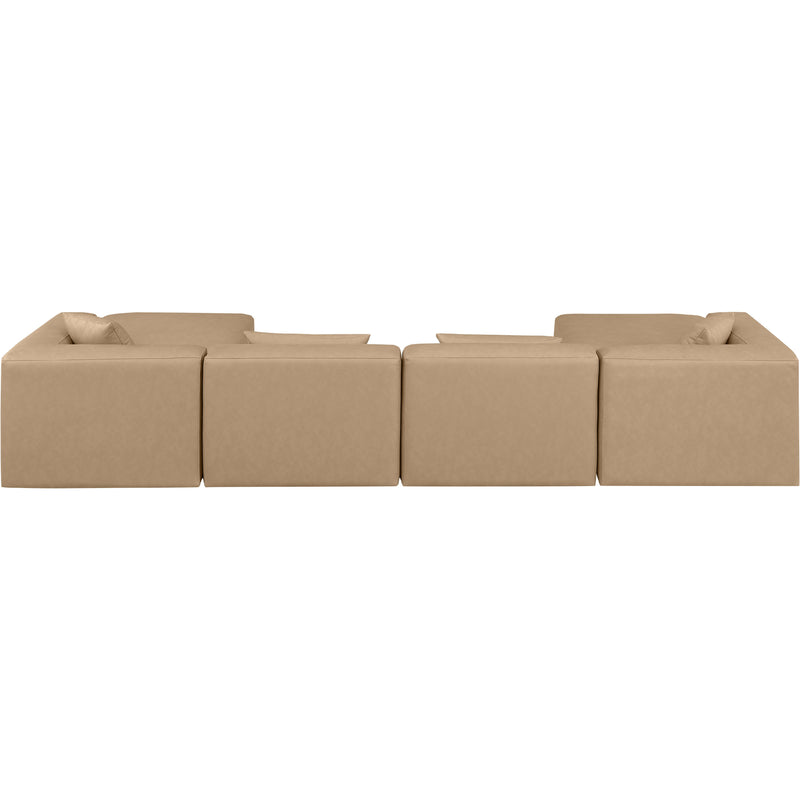 Meridian Cube Tan Vegan Leather Modular Sectional IMAGE 3