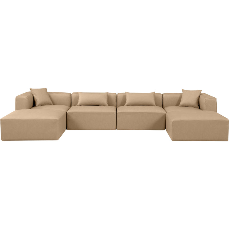 Meridian Cube Tan Vegan Leather Modular Sectional IMAGE 4