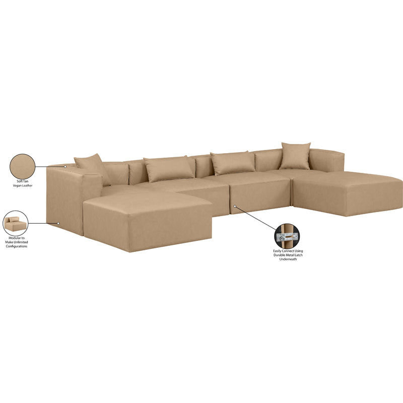Meridian Cube Tan Vegan Leather Modular Sectional IMAGE 9