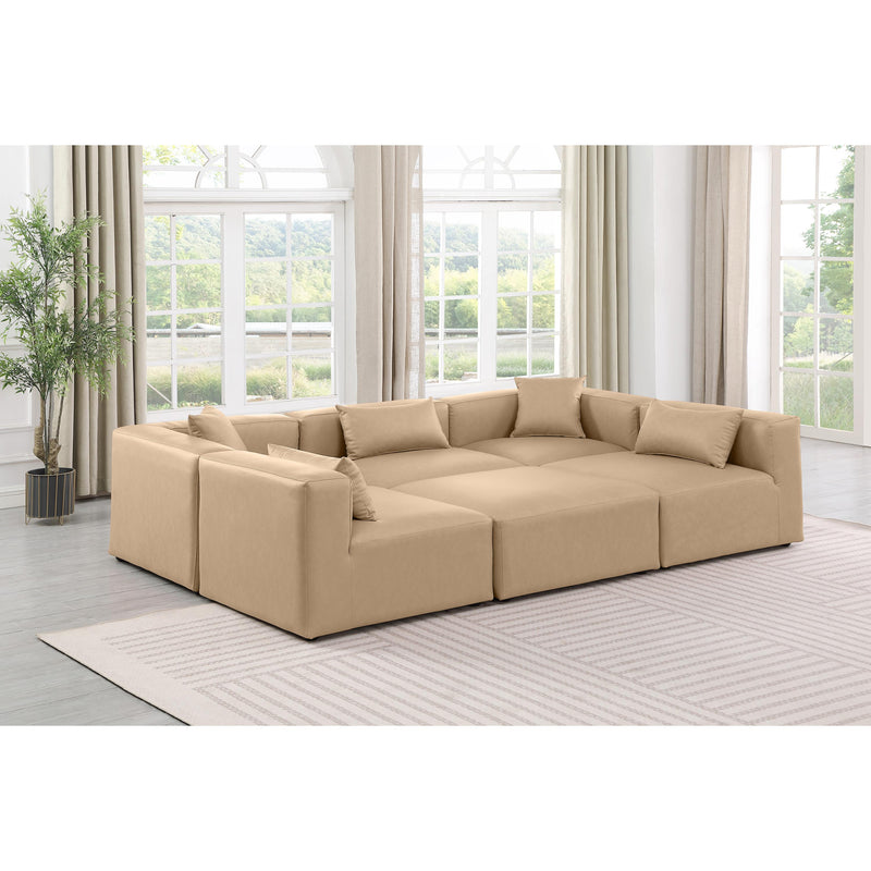 Meridian Cube Tan Vegan Leather Modular Sectional IMAGE 2