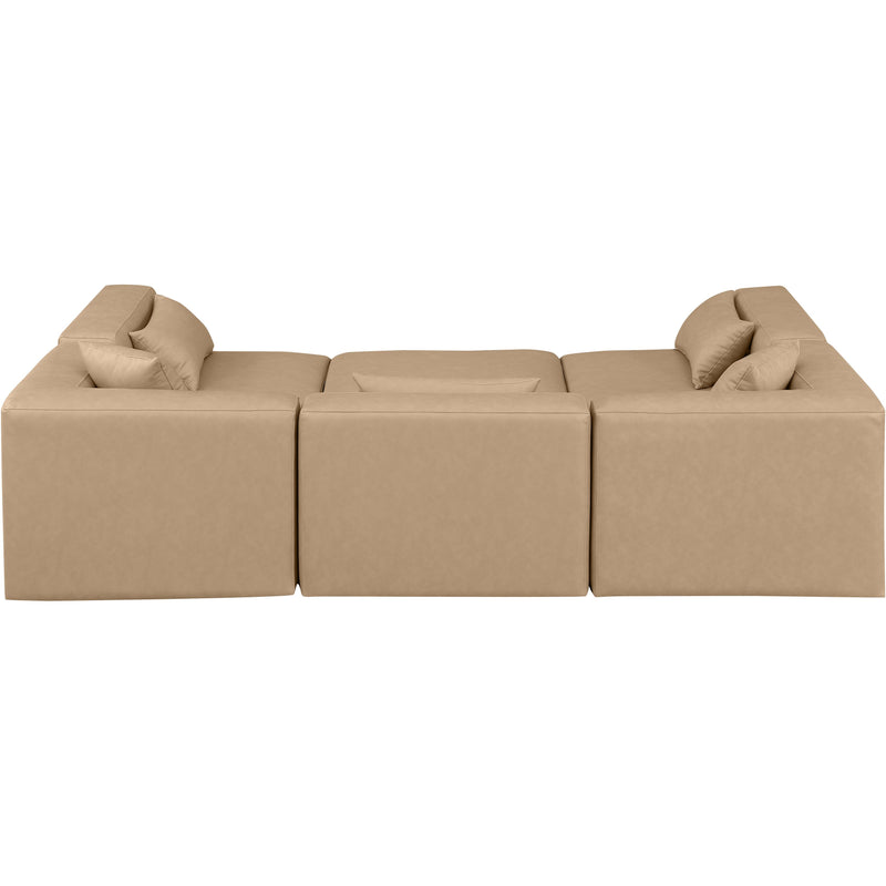 Meridian Cube Tan Vegan Leather Modular Sectional IMAGE 3