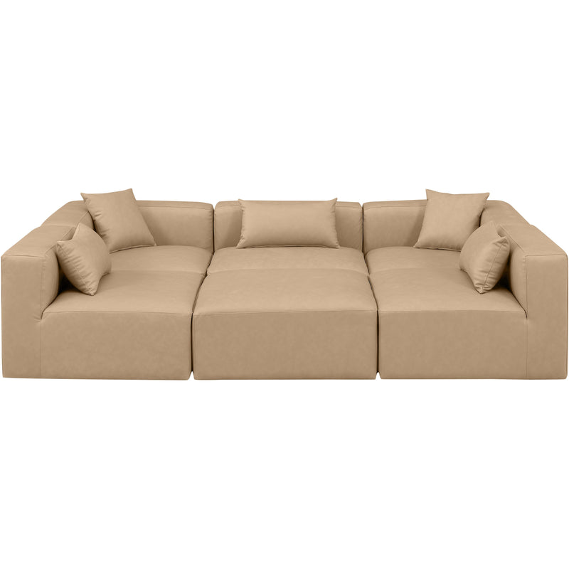 Meridian Cube Tan Vegan Leather Modular Sectional IMAGE 4