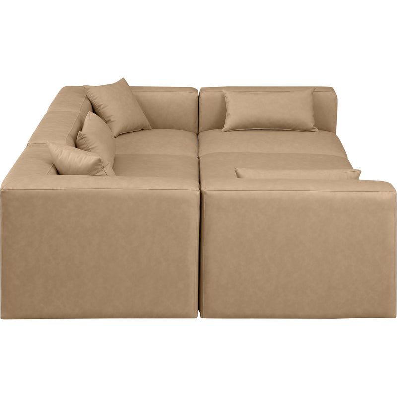 Meridian Cube Tan Vegan Leather Modular Sectional IMAGE 5