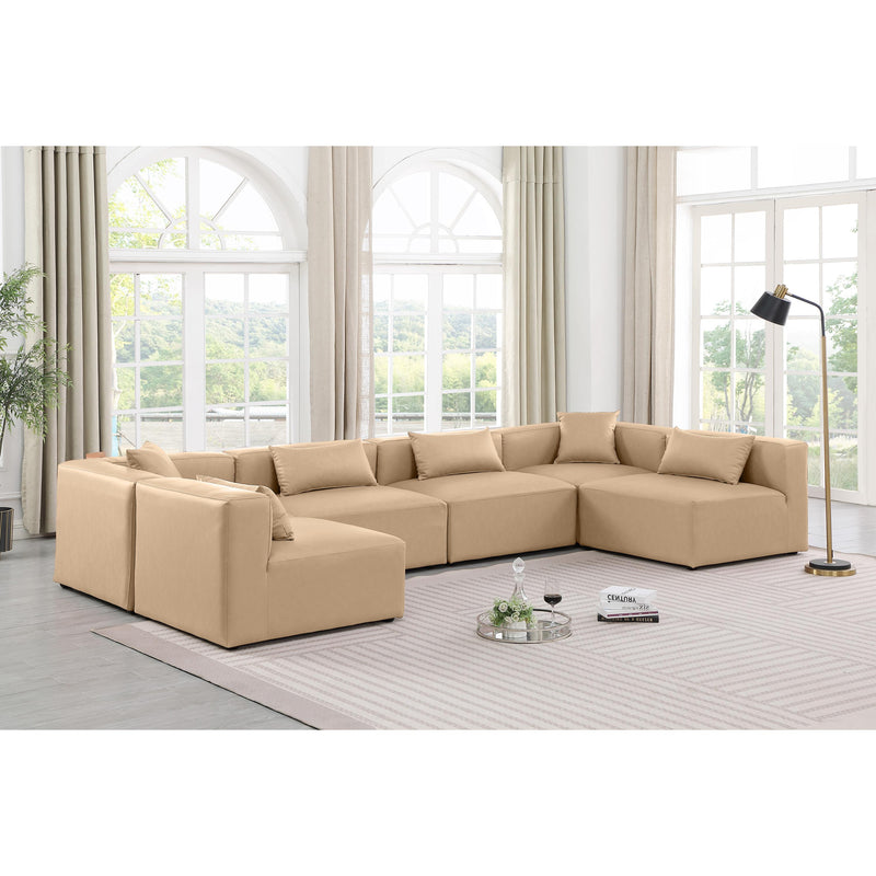Meridian Cube Tan Vegan Leather Modular Sectional IMAGE 2