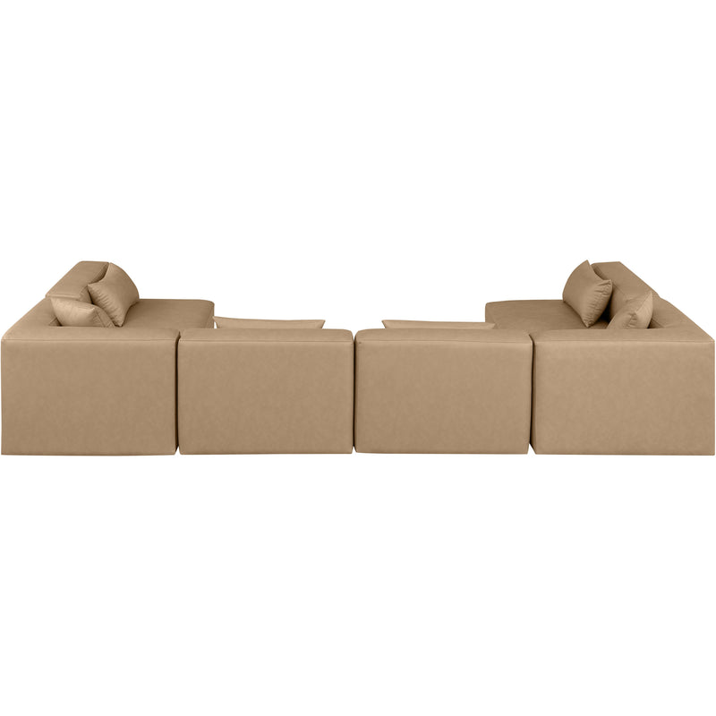 Meridian Cube Tan Vegan Leather Modular Sectional IMAGE 3
