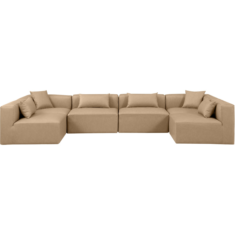 Meridian Cube Tan Vegan Leather Modular Sectional IMAGE 4