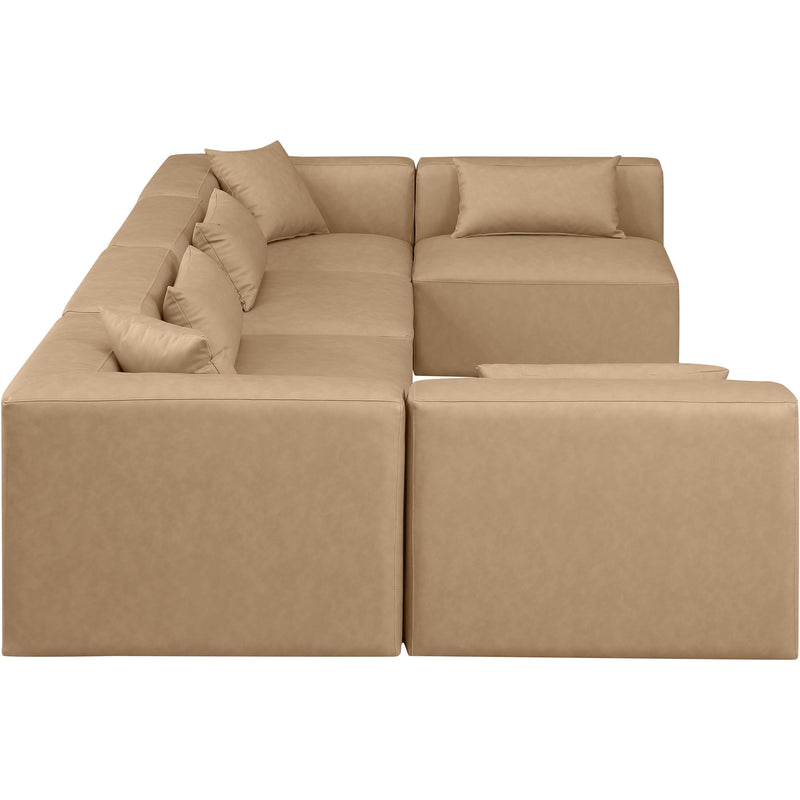 Meridian Cube Tan Vegan Leather Modular Sectional IMAGE 5