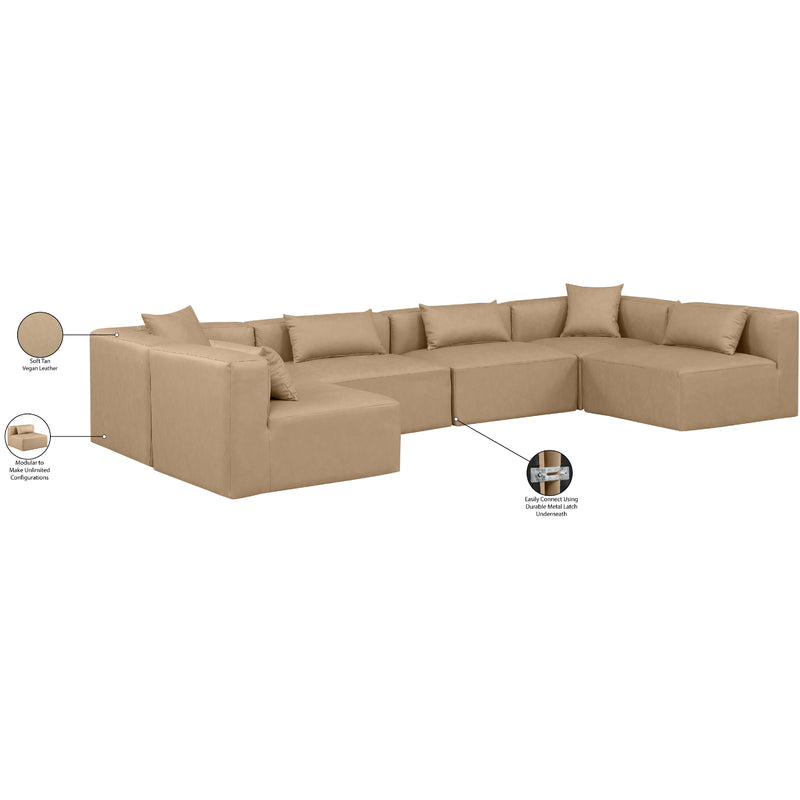 Meridian Cube Tan Vegan Leather Modular Sectional IMAGE 9