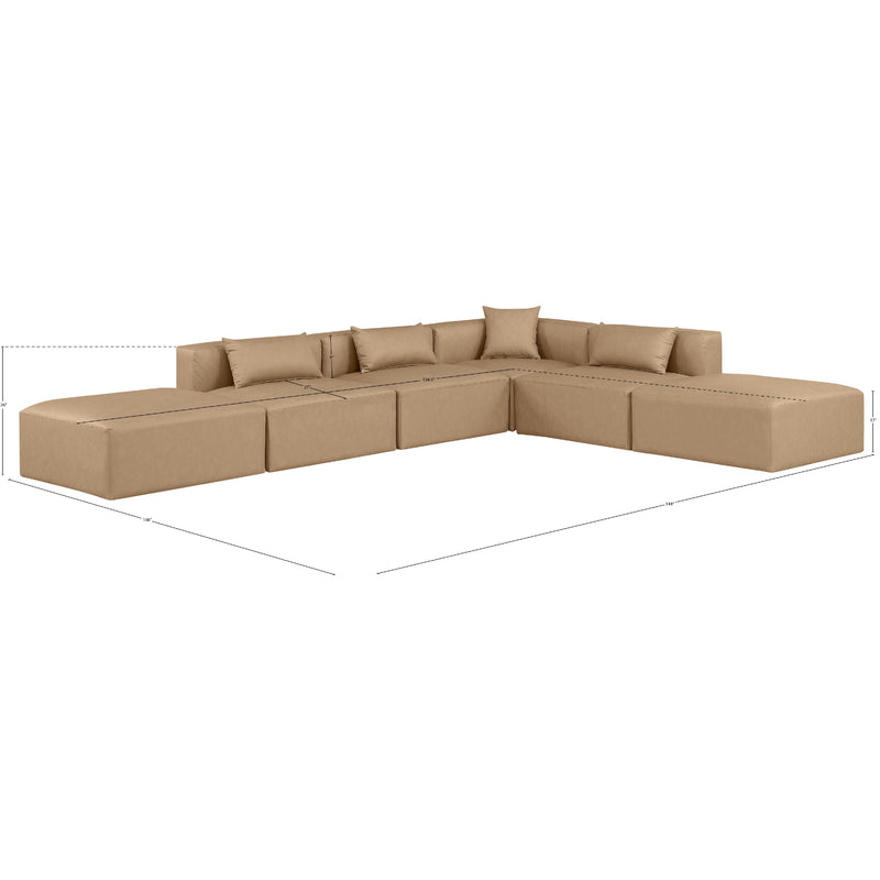 Meridian Cube Tan Vegan Leather Modular Sectional IMAGE 10