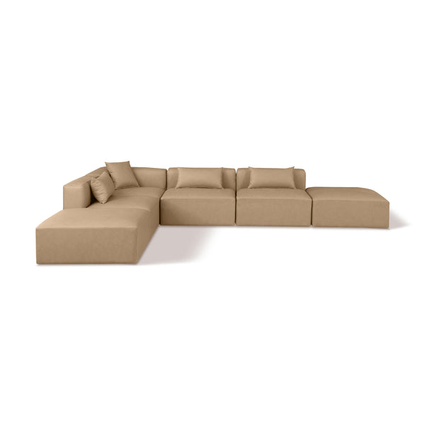 Meridian Cube Tan Vegan Leather Modular Sectional IMAGE 1