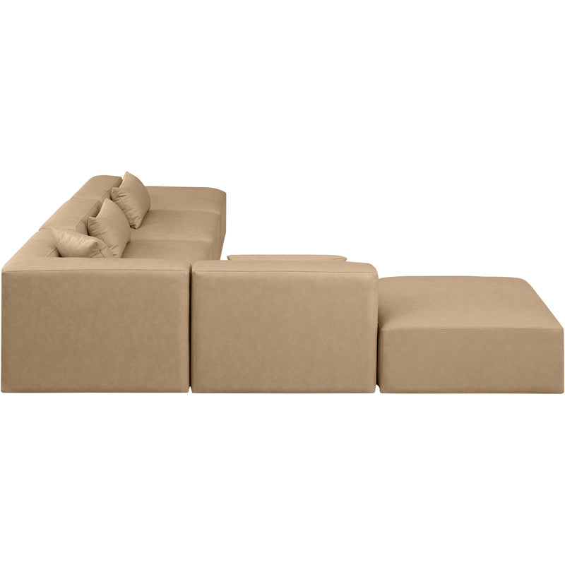 Meridian Cube Tan Vegan Leather Modular Sectional IMAGE 4