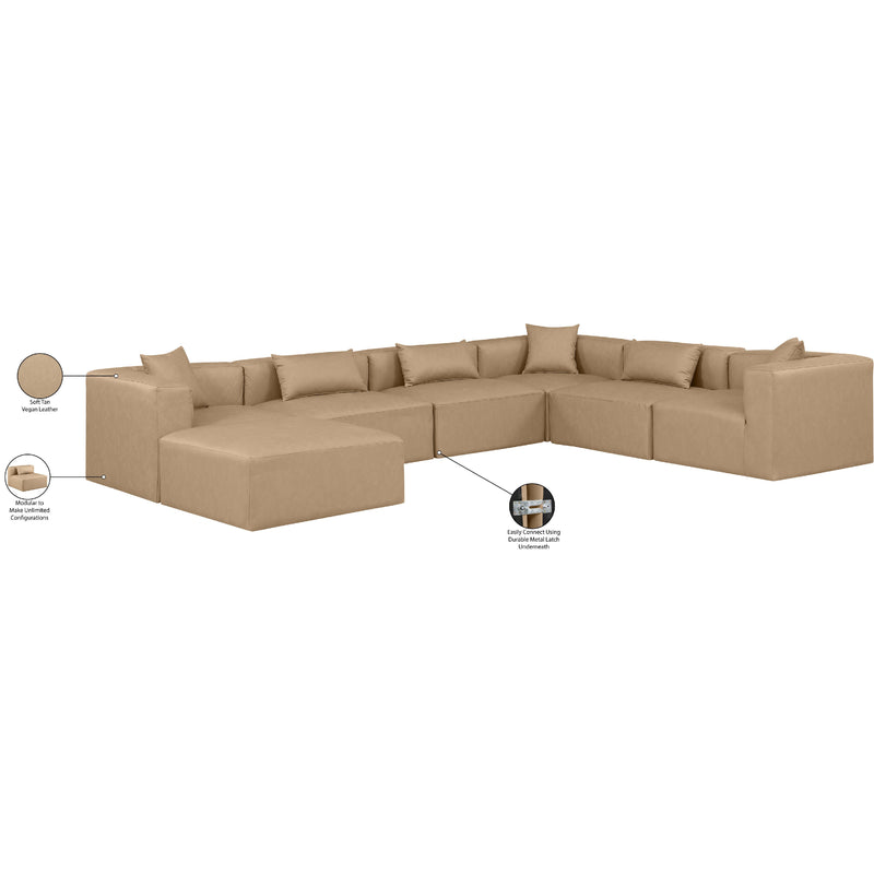 Meridian Cube Tan Vegan Leather Modular Sectional IMAGE 10