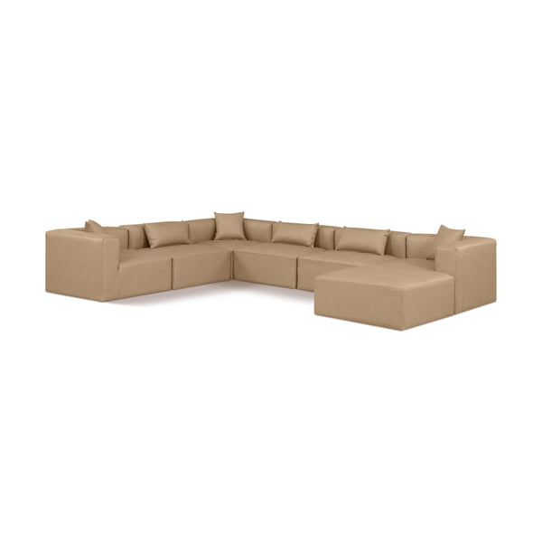 Meridian Cube Tan Vegan Leather Modular Sectional IMAGE 1