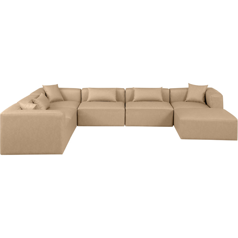 Meridian Cube Tan Vegan Leather Modular Sectional IMAGE 3