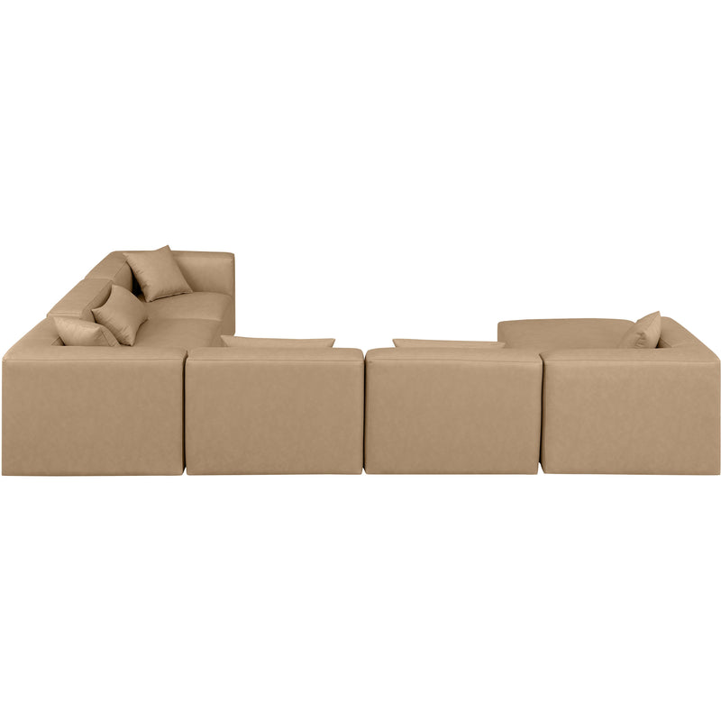 Meridian Cube Tan Vegan Leather Modular Sectional IMAGE 5