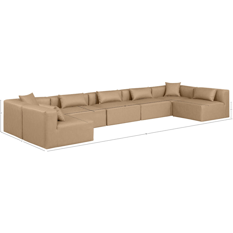 Meridian Cube Tan Vegan Leather Modular Sectional IMAGE 10