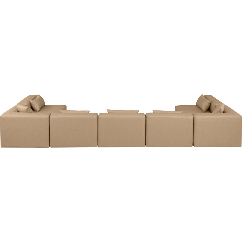 Meridian Cube Tan Vegan Leather Modular Sectional IMAGE 3