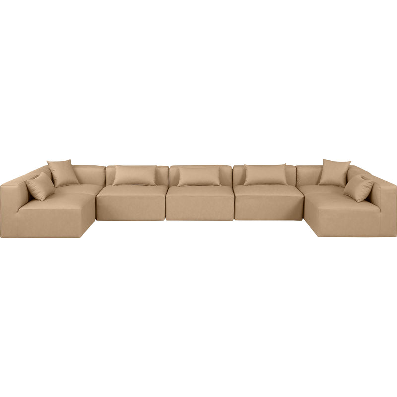 Meridian Cube Tan Vegan Leather Modular Sectional IMAGE 4