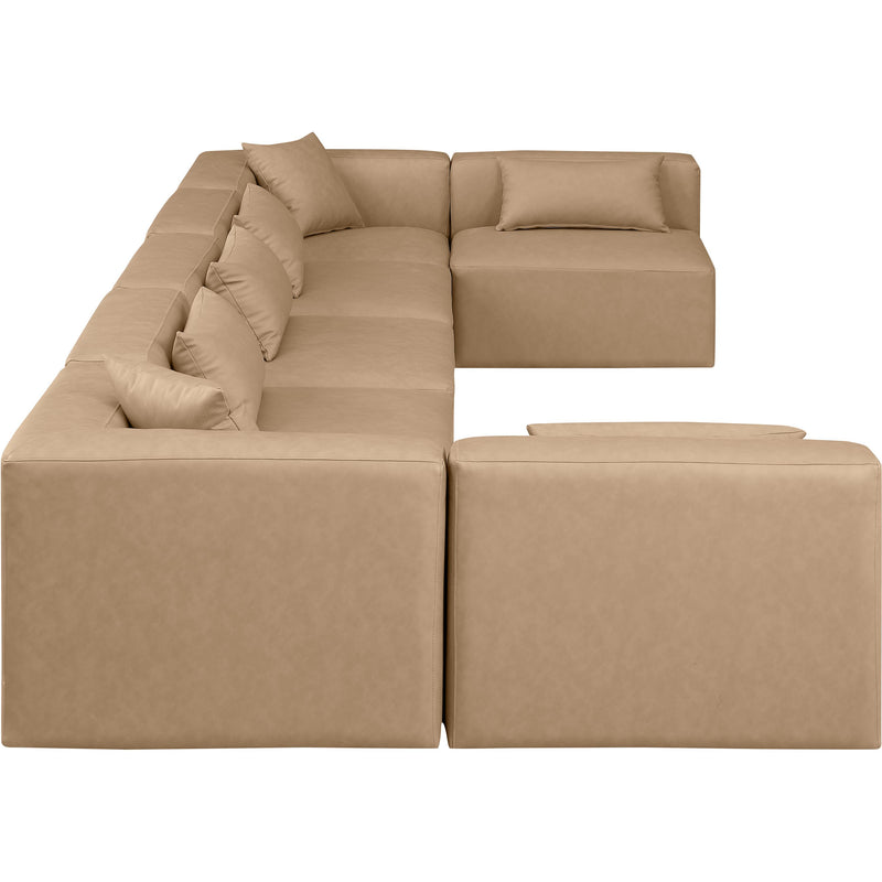 Meridian Cube Tan Vegan Leather Modular Sectional IMAGE 5