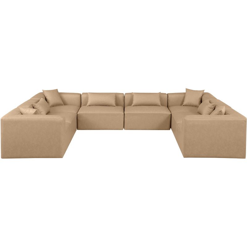 Meridian Cube Tan Vegan Leather Modular Sectional IMAGE 4