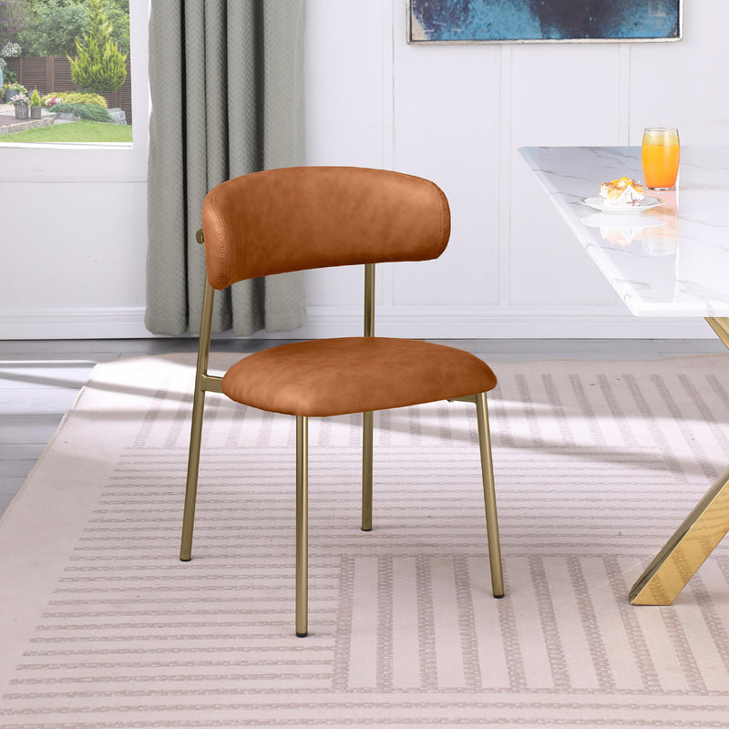 Meridian Lupita Cognac Vegan Leather Dining Chair IMAGE 2